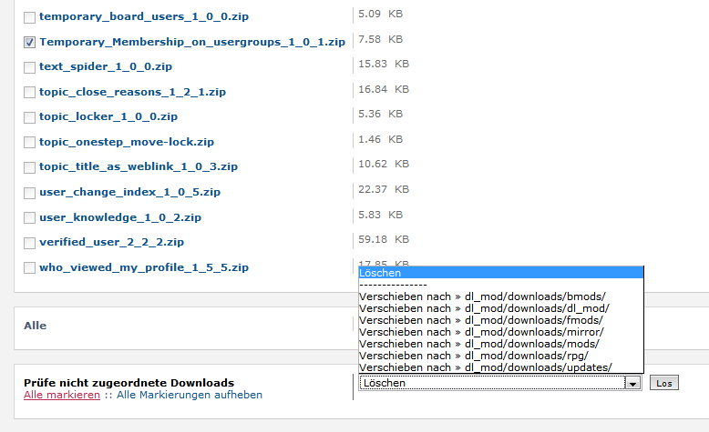 Überzählige Dateien bearbeiten