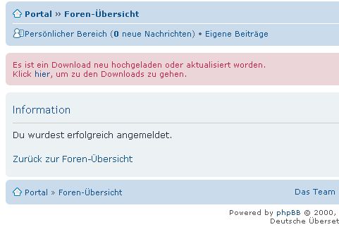 login - board nachricht