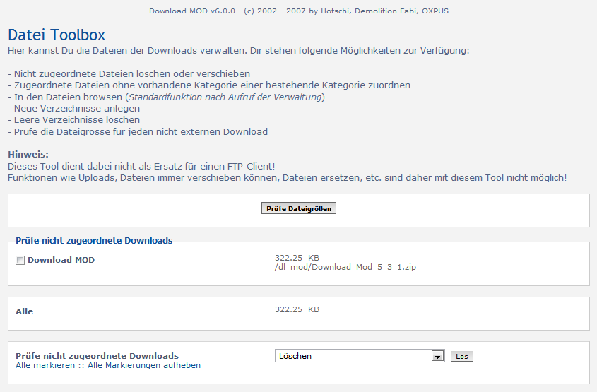 Nicht zugeordnete Downloads