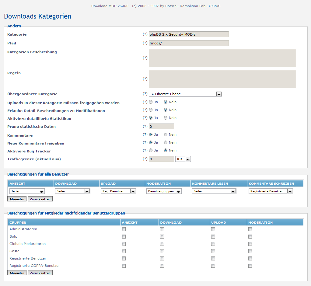Kategoriebearbeitung im ACP
