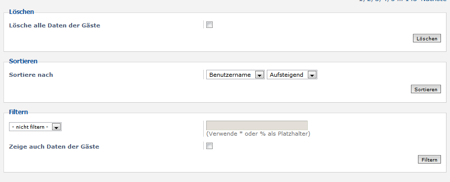 Optionen für die Statistikdaten