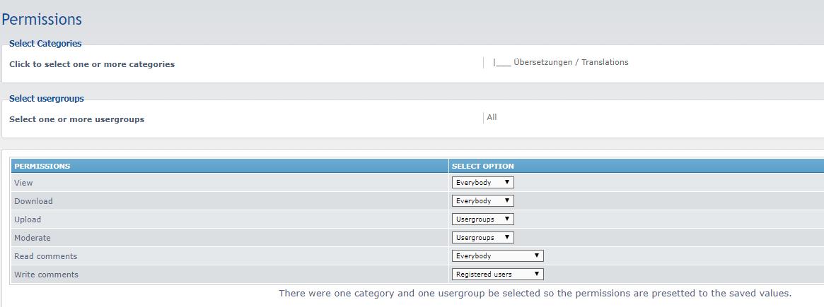 Category basic permissions for all users and guests